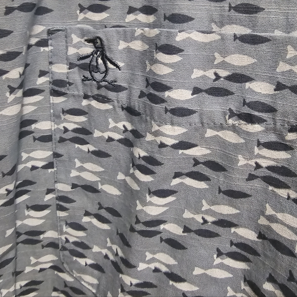 Original Penguin Light Blue Patterned Button Down… - image 3